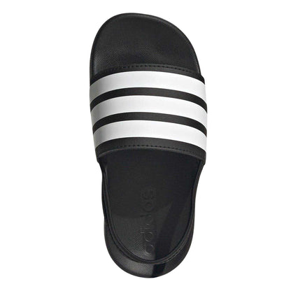 Black - Lifestyle - Adidas Childrens-Kids Adilette 3 Stripes Elastic Slingback Flat Slides