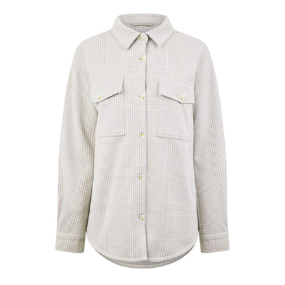 Stone - Front - Jack Wills Womens-Ladies Ouston Plaid Relaxed Fit Shirt Jacket