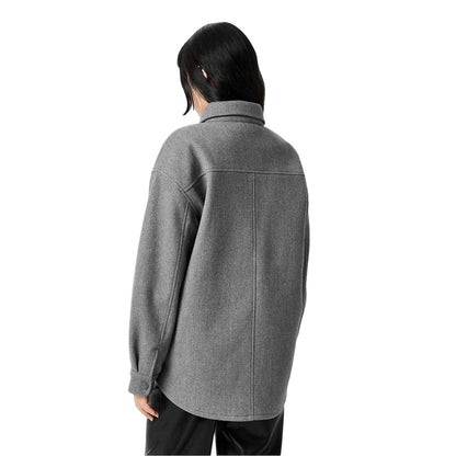 Charcoal - Back - Jack Wills Womens-Ladies Relaxed Fit Shirt Jacket