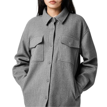 Charcoal - Side - Jack Wills Womens-Ladies Relaxed Fit Shirt Jacket