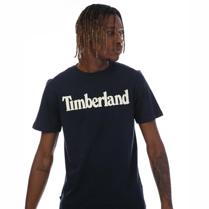 Navy - Side - Timberland Mens Northwood Logo T-Shirt