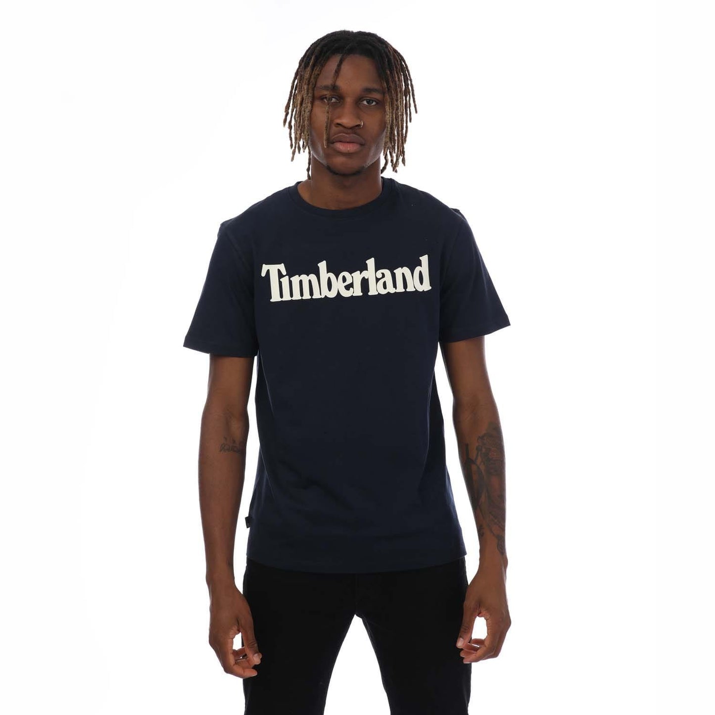 Navy - Front - Timberland Mens Northwood Logo T-Shirt