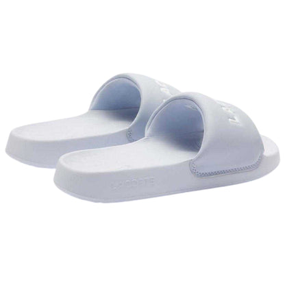 Blue - Back - Lacoste Womens-Ladies Serve 1.0 Padded Strap Flat Sliders