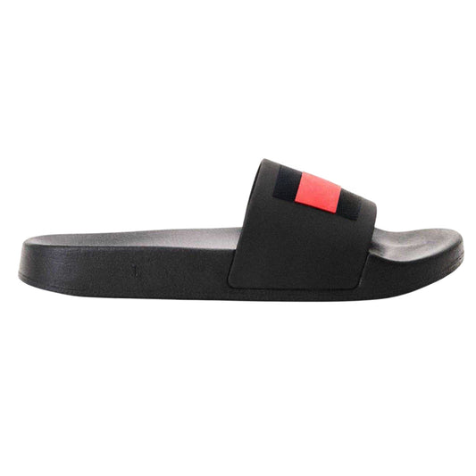 Black - Front - Tommy Jeans Mens Logo Pool Sliders