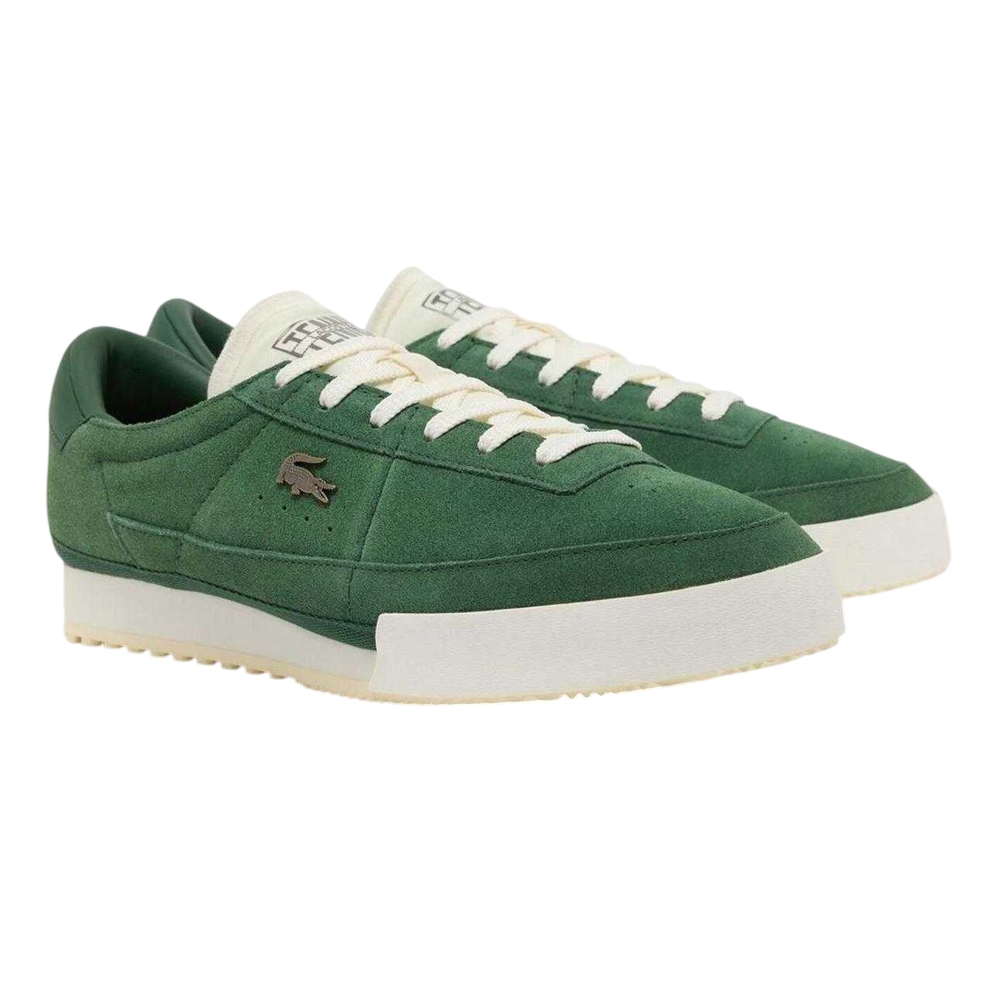 Green-White - Lifestyle - Lacoste Mens Aura Retro Leather Trainers