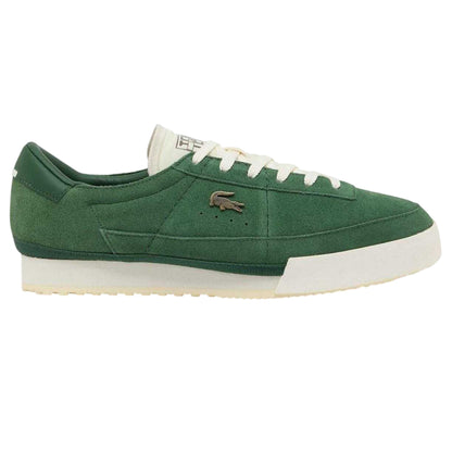 Green-White - Front - Lacoste Mens Aura Retro Leather Trainers