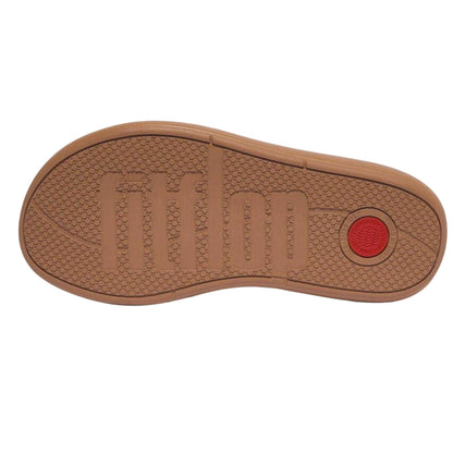 Tan - Back - FitFlop Womens-Ladies IQushion Nappa Leather Flat Sliders