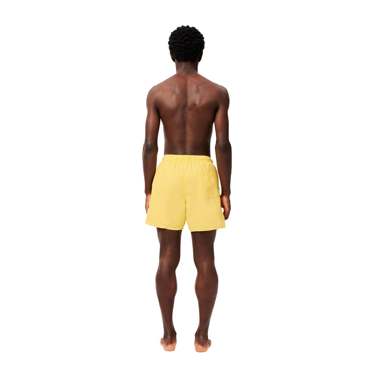 Yellow - Back - Lacoste Mens Washed Mid Length Swimming Trunks
