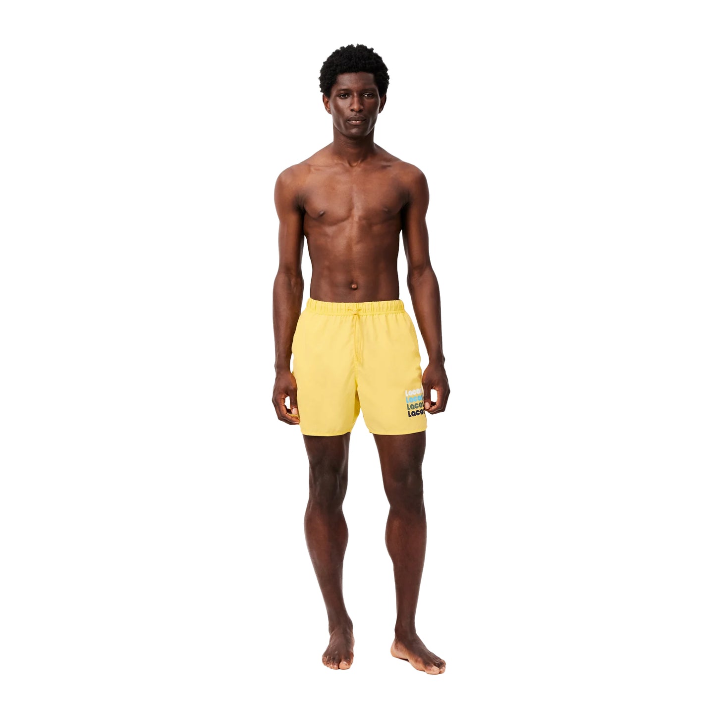 Yellow - Lifestyle - Lacoste Mens Washed Mid Length Swimming Trunks
