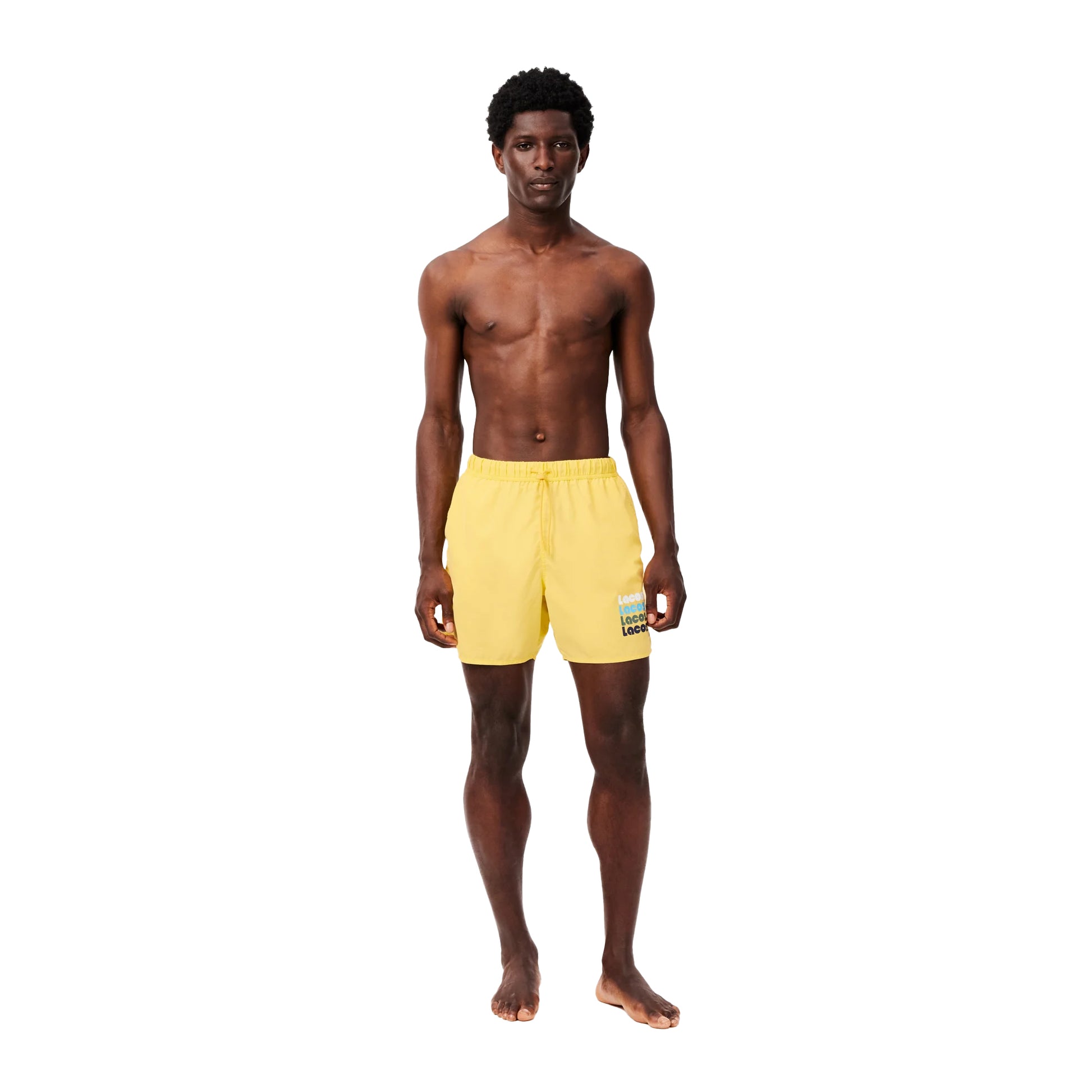 Yellow - Lifestyle - Lacoste Mens Washed Mid Length Swimming Trunks