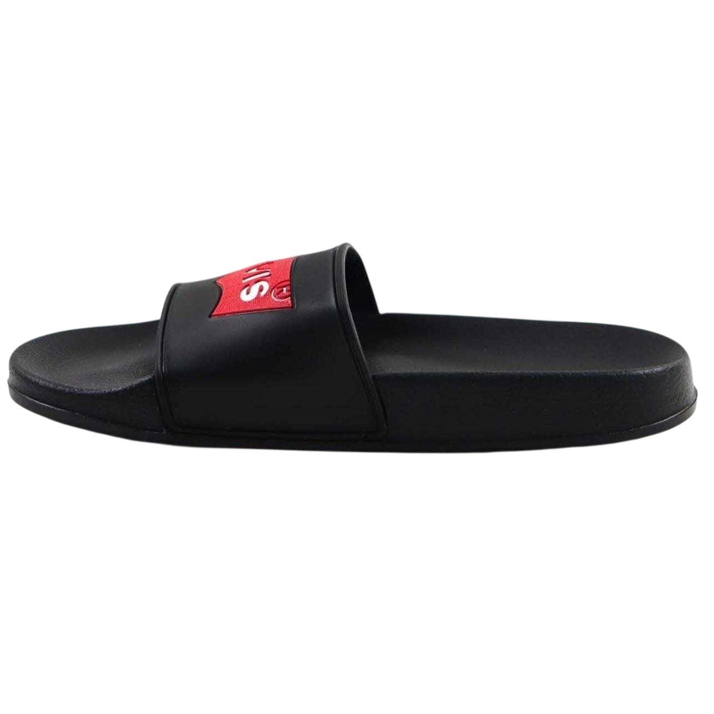 Black - Side - Levis Womens-Ladies Batwing Logo Sliders
