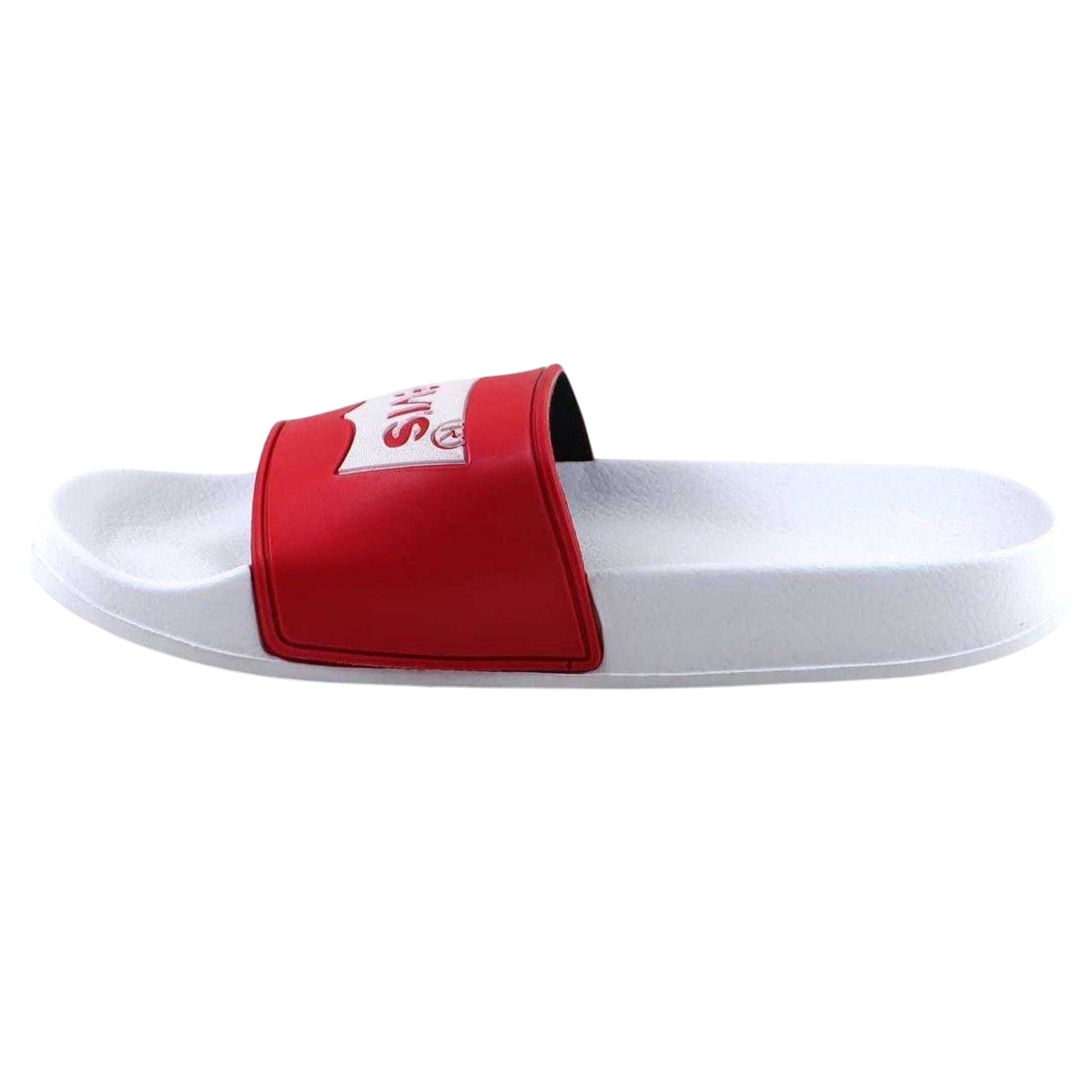 Red-White - Side - Levis Womens-Ladies Batwing Logo Sliders