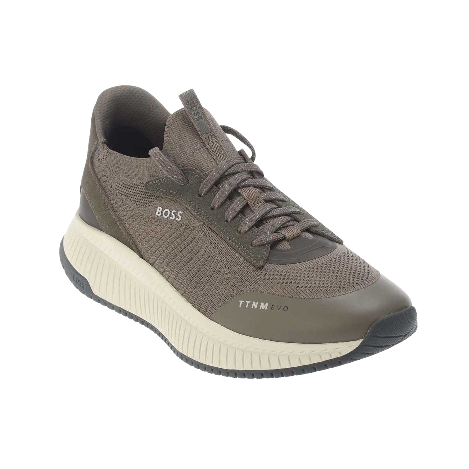 Green - Front - Boss Mens TTNM EVO Leather Trainers