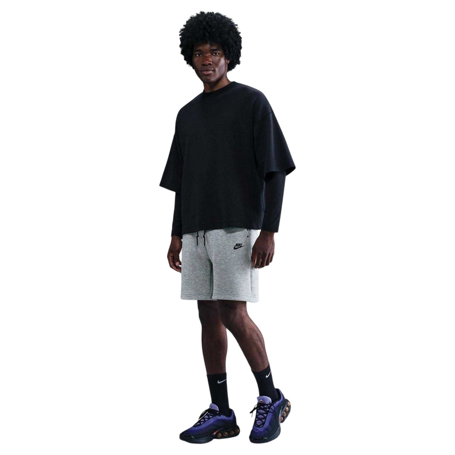 Grey - Side - Nike Mens Tech Fleece Shorts
