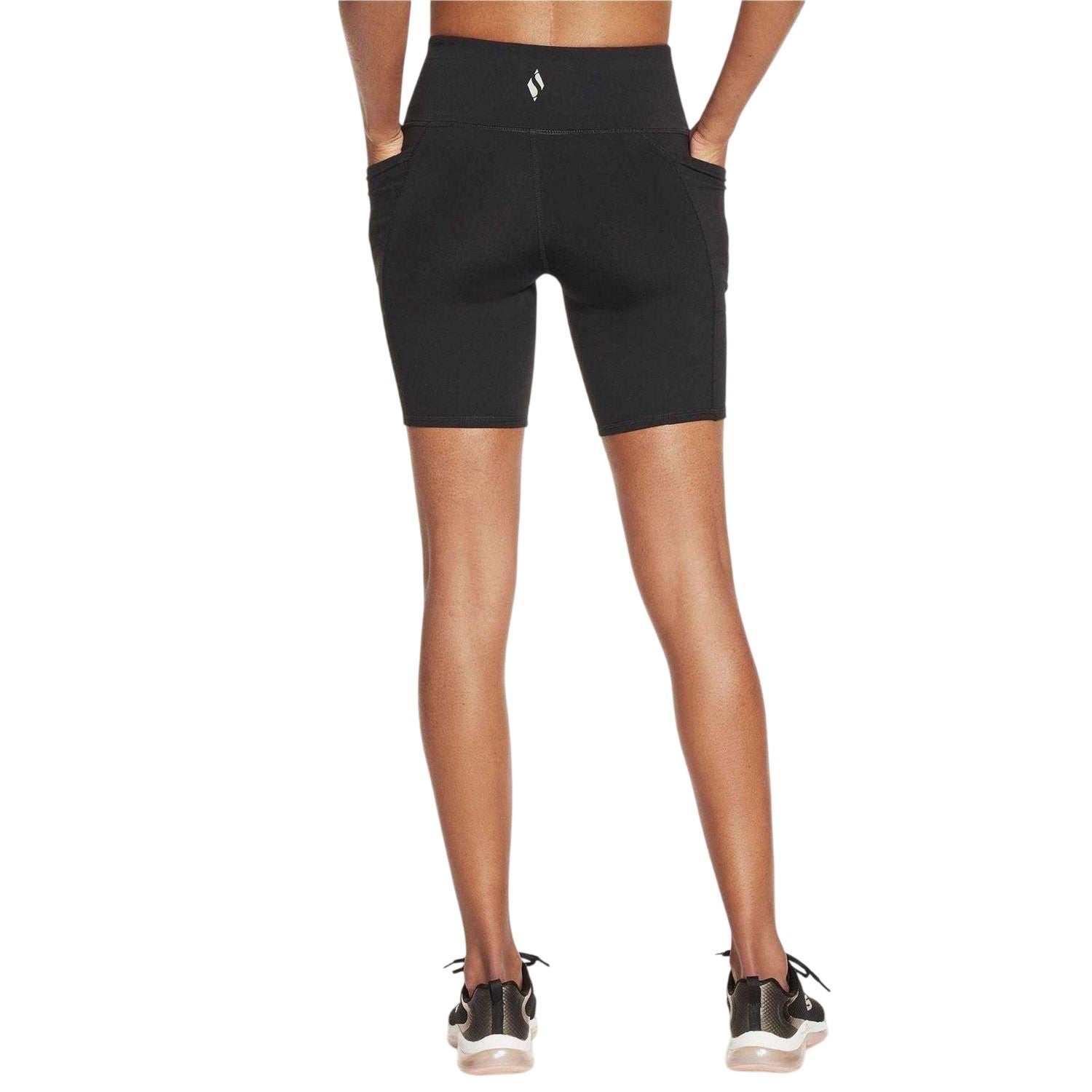 Black - Back - Skechers Womens-Ladies Go Walk High Waist Gym Legging Shorts