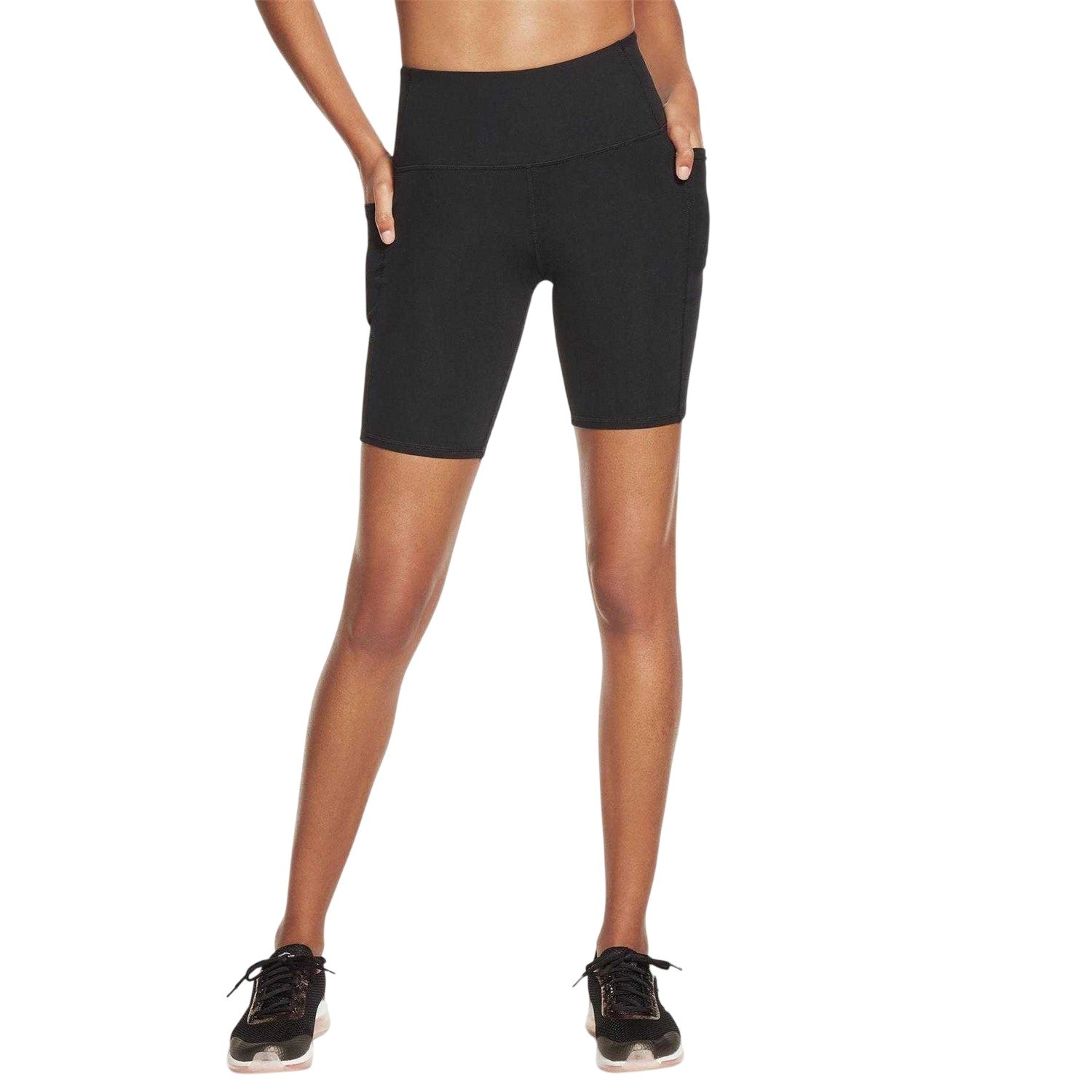 Black - Front - Skechers Womens-Ladies Go Walk High Waist Gym Legging Shorts