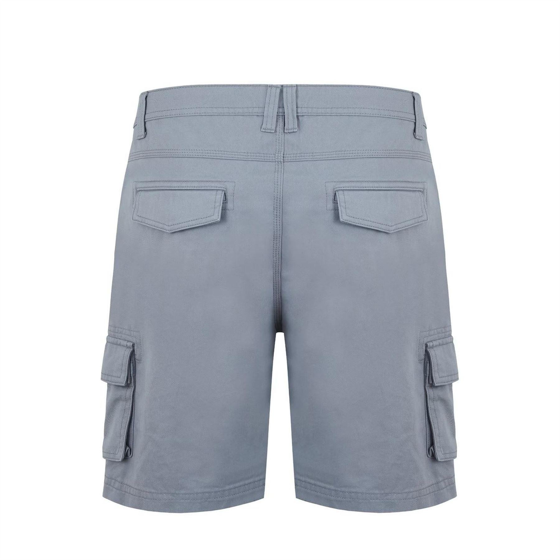 Light Grey - Back - SoulCal Mens Plain Cargo Shorts