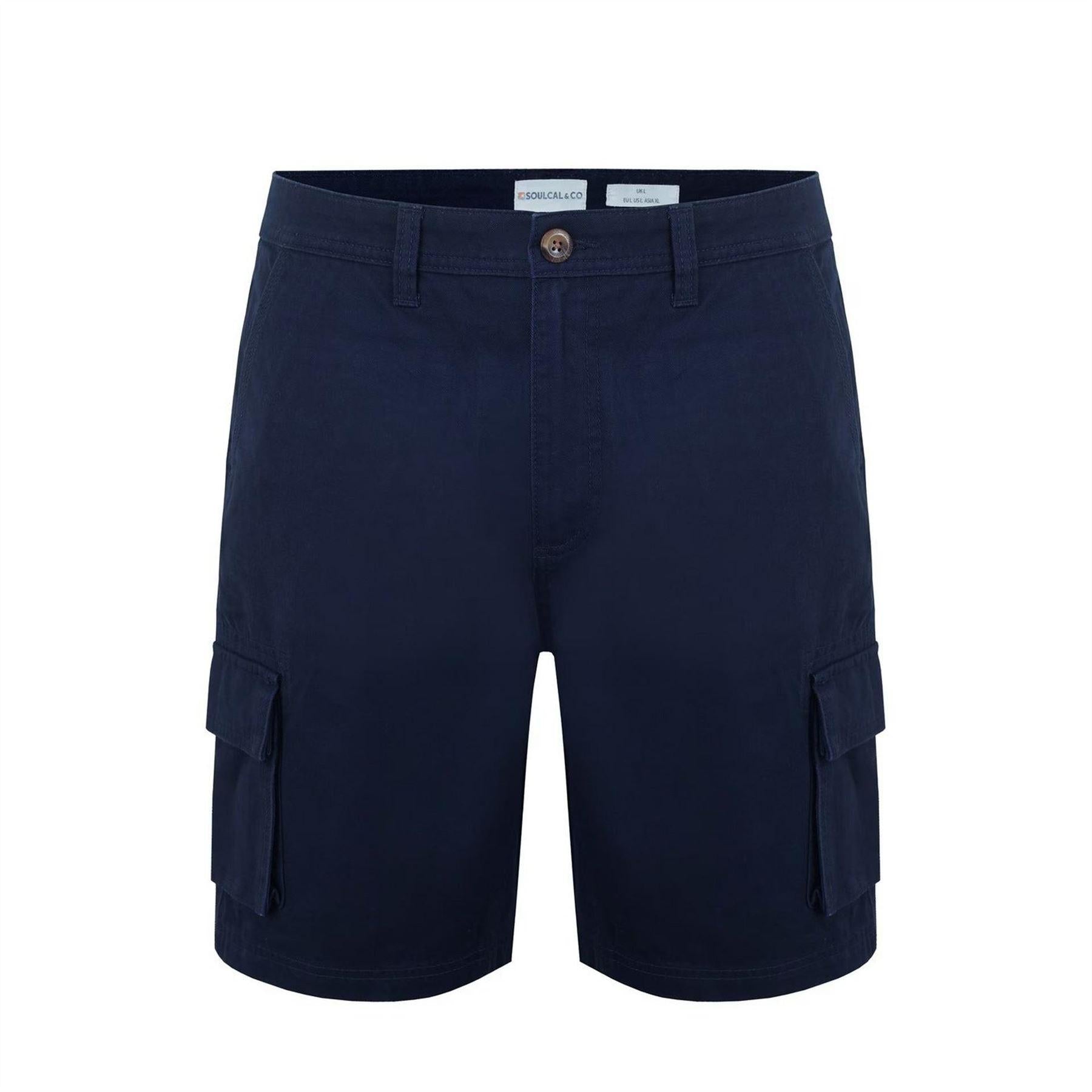 Navy - Front - SoulCal Mens Plain Cargo Shorts