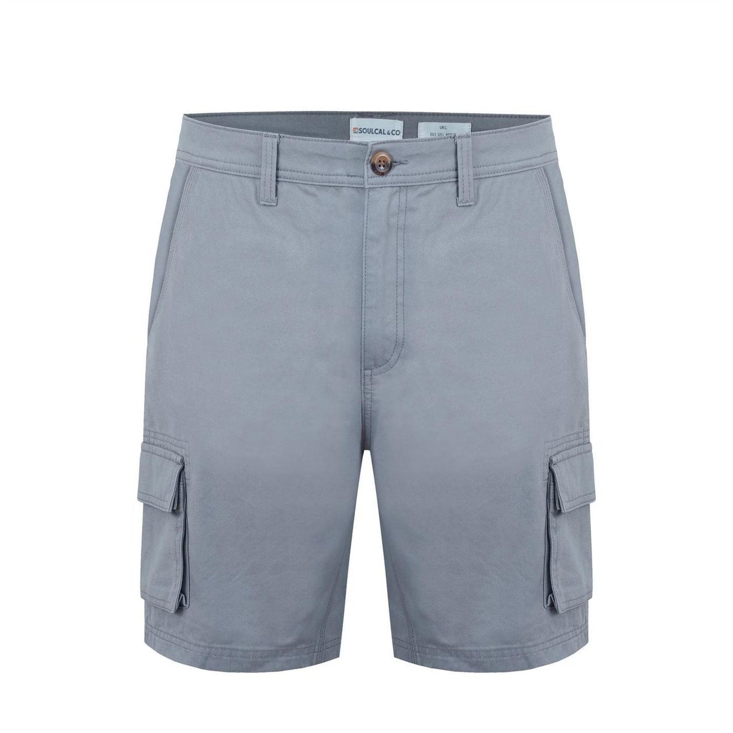 Light Grey - Front - SoulCal Mens Plain Cargo Shorts
