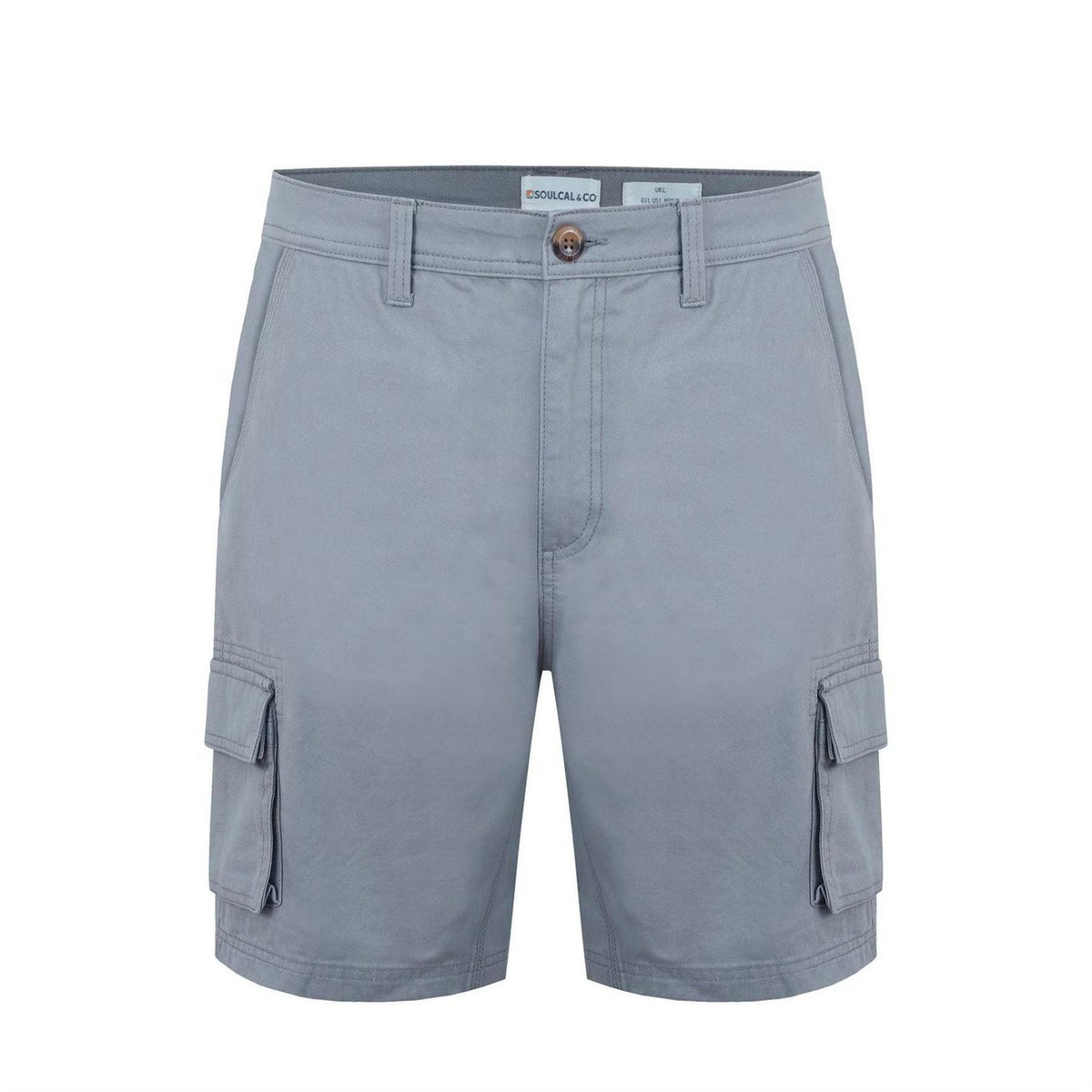 Light Grey - Front - SoulCal Mens Plain Cargo Shorts