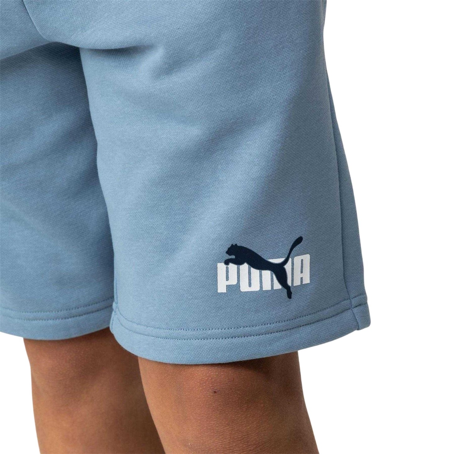 Blue - Side - Puma Boys Fleece Logo Regular Shorts