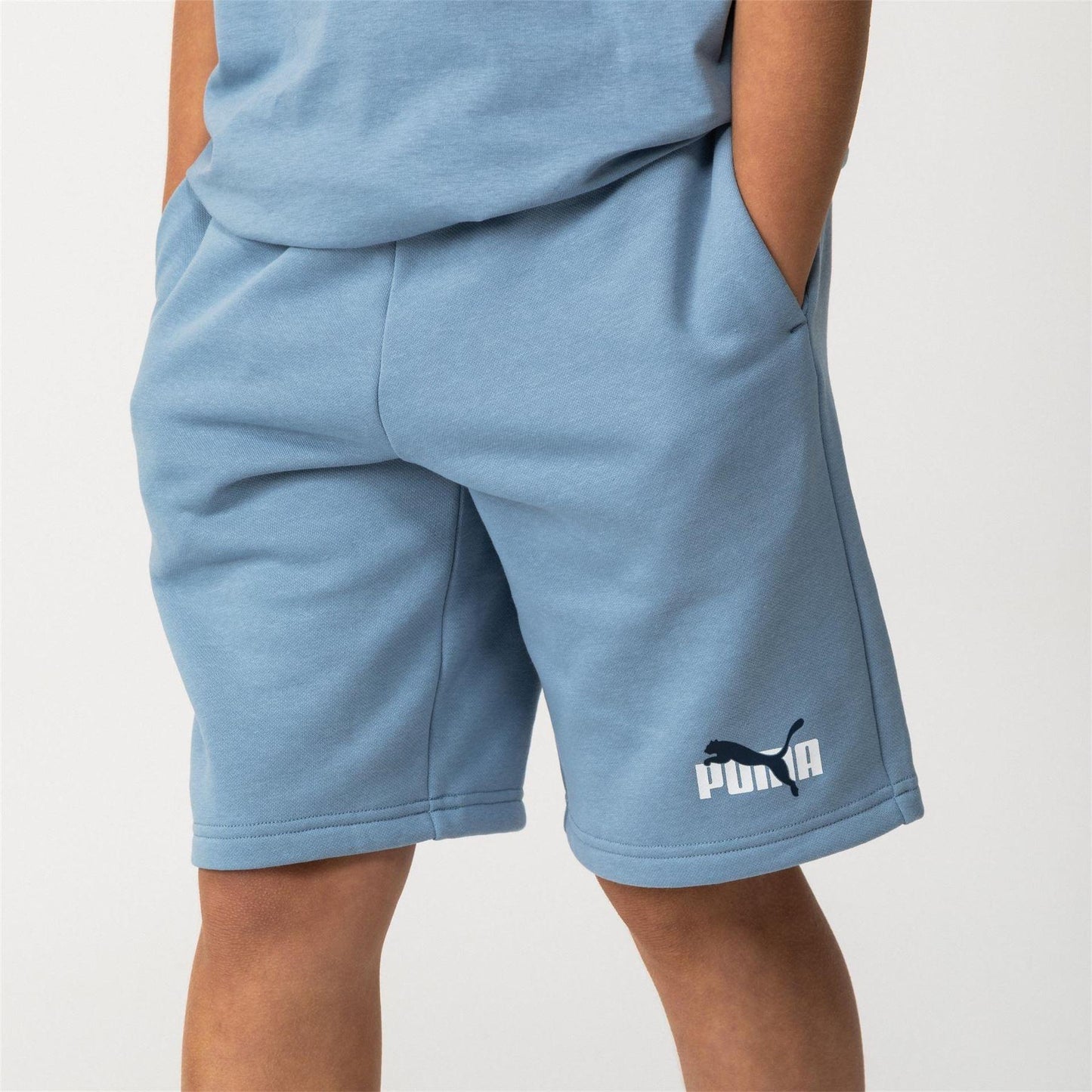 Zen Blue - Front - Puma Boys Fleece Logo Regular Shorts