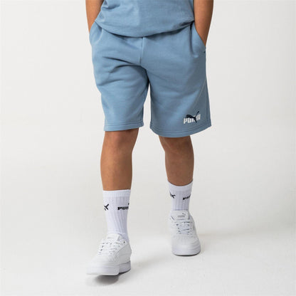 Zen Blue - Side - Puma Boys Fleece Logo Regular Shorts