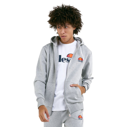 Grey Melange - Side - Ellesse Mens Plain Ribbed Regular Hoodie