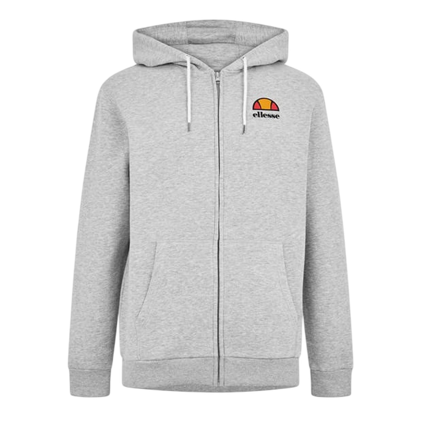 Grey Melange - Front - Ellesse Mens Plain Ribbed Regular Hoodie