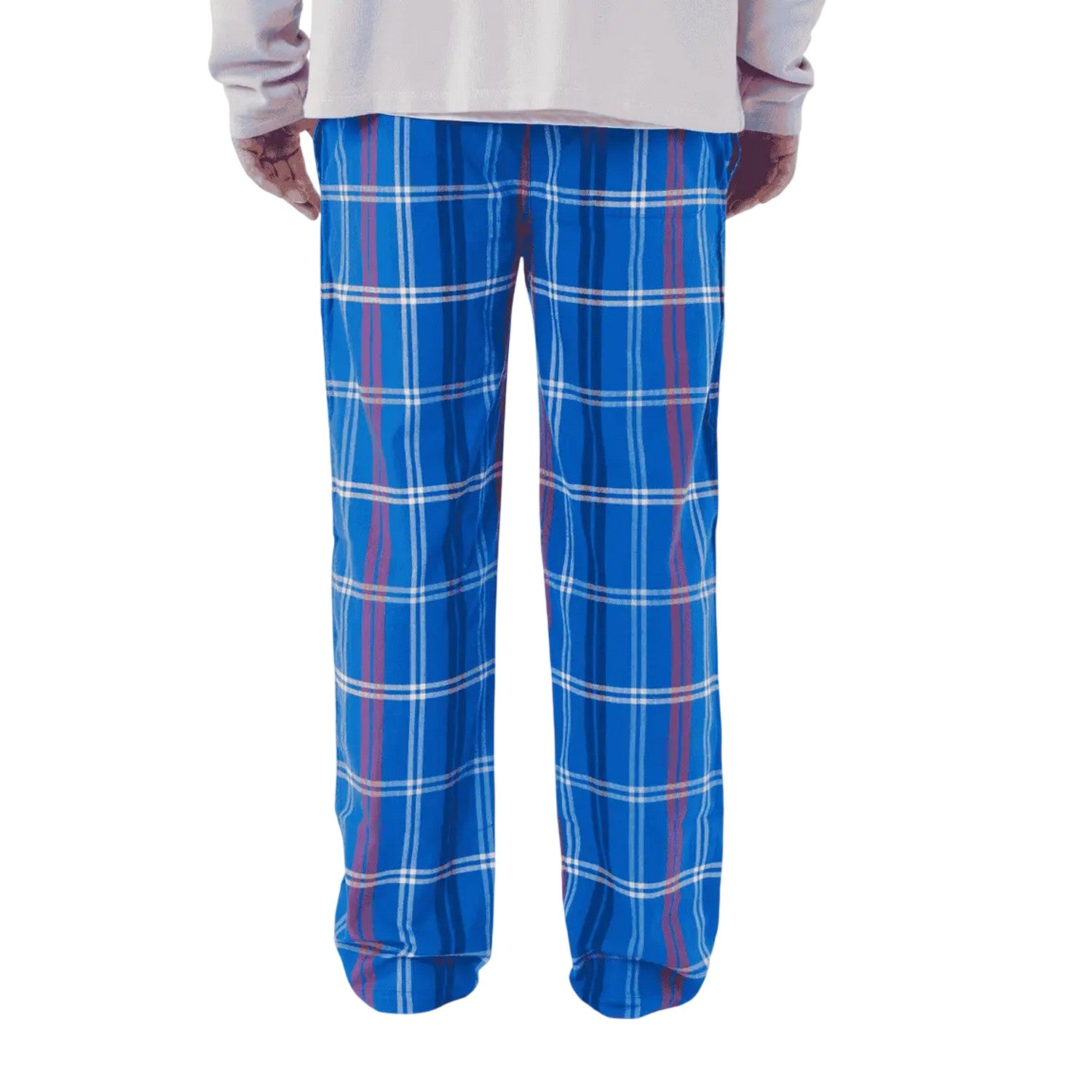 Blue - Back - Loungers Mens Organic Cotton Checked Lounge Pants