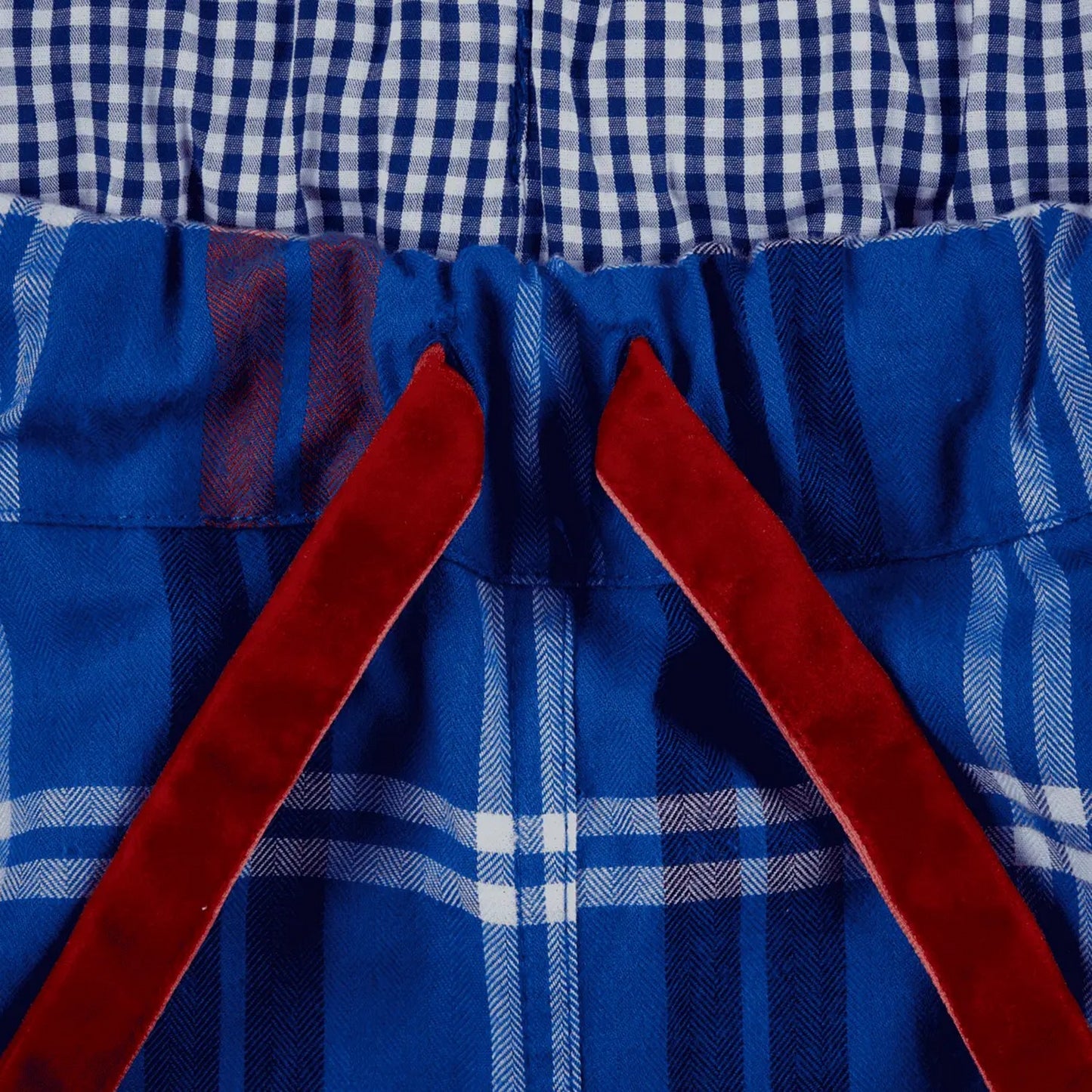 Blue - Side - Loungers Mens Organic Cotton Checked Lounge Pants