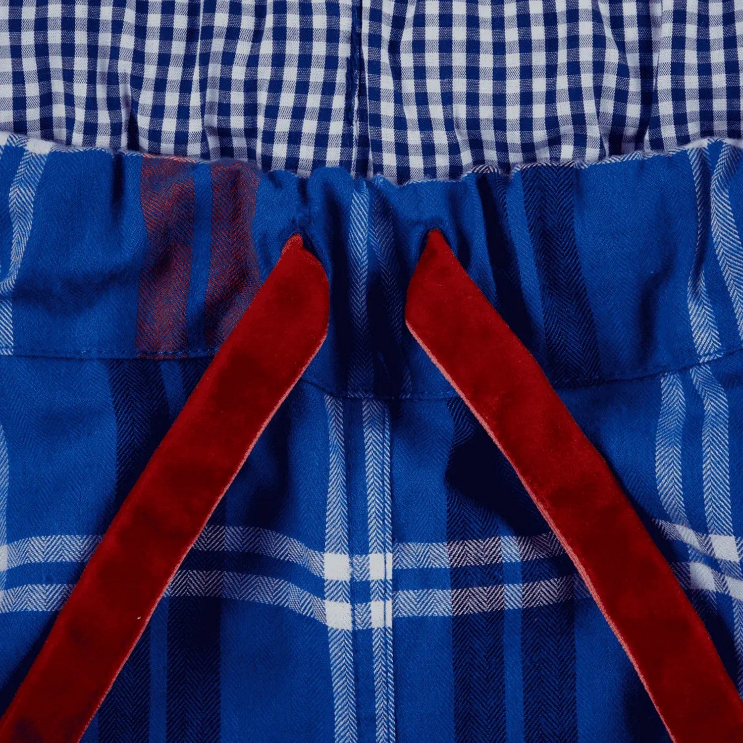 Blue - Side - Loungers Mens Organic Cotton Checked Lounge Pants
