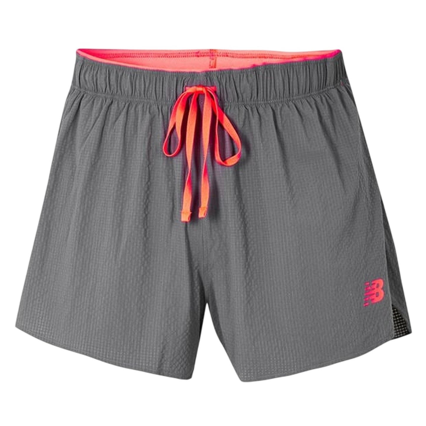 Grey-Red - Front - New Balance Mens Race Day Curved Hem Running Shorts