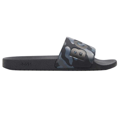Black Camo - Front - Boss Mens Aryeh Logo Rubber Sliders