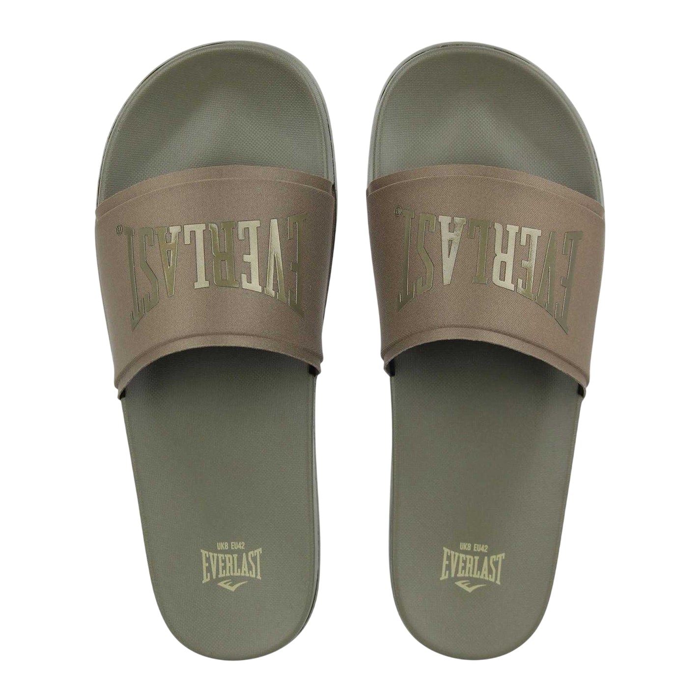 Dark Khaki - Side - Everlast Mens Godan Padded Strap Sliders