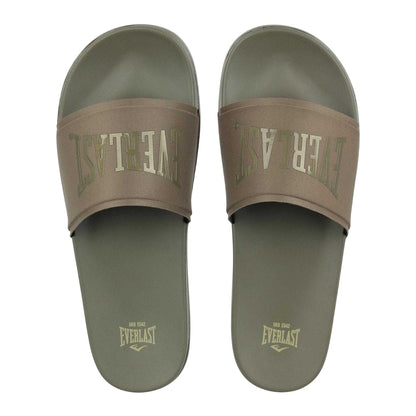 Dark Khaki - Side - Everlast Mens Godan Padded Strap Sliders