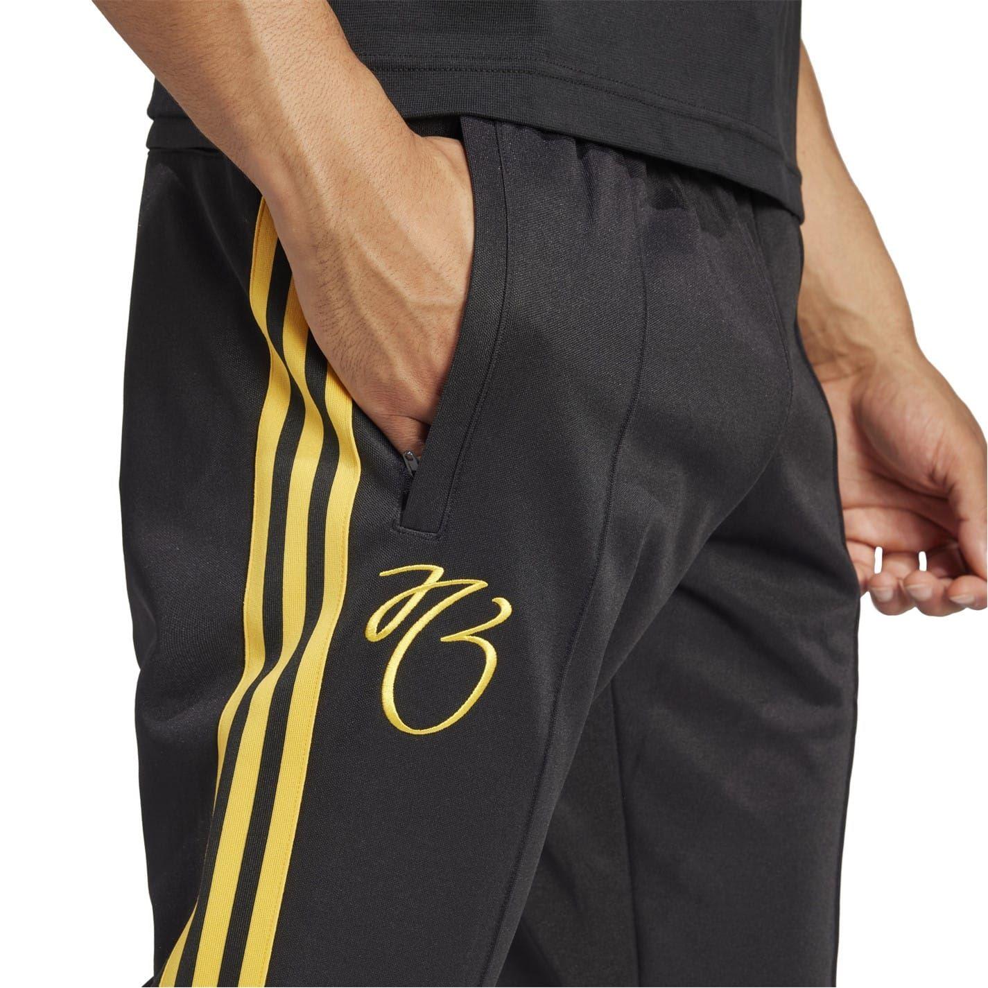 Black - Side - Adidas Mens Jude Bellingham Elasticated 3 Stripes Slim Tracksuit Bottoms