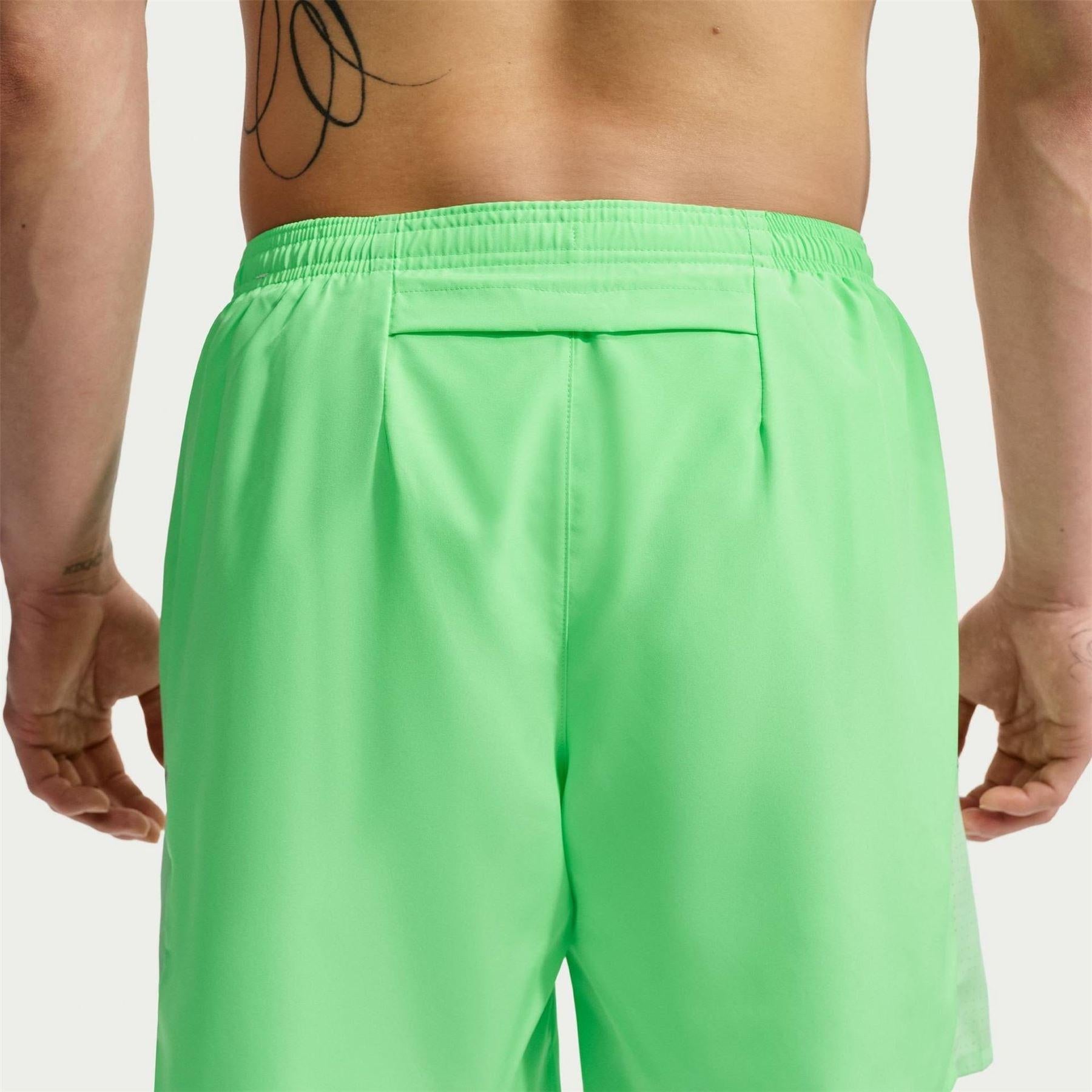 Green-Silver - Back - Nike Mens Miler Performance Running Shorts