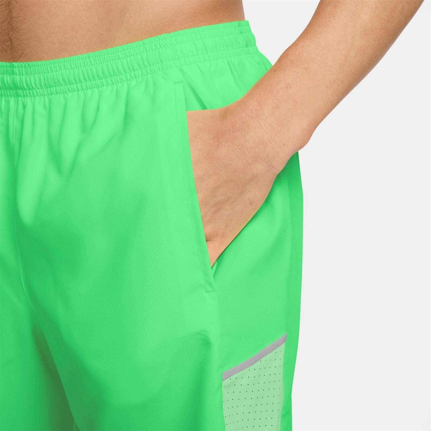 Green-Silver - Lifestyle - Nike Mens Miler Performance Running Shorts