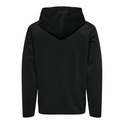 Black - Back - Only Mens Contrast Piping Hooded Regular Sweat Jacket