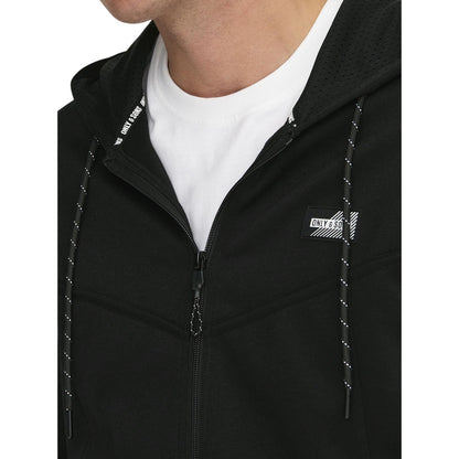 Black - Side - Only Mens Contrast Piping Hooded Regular Sweat Jacket