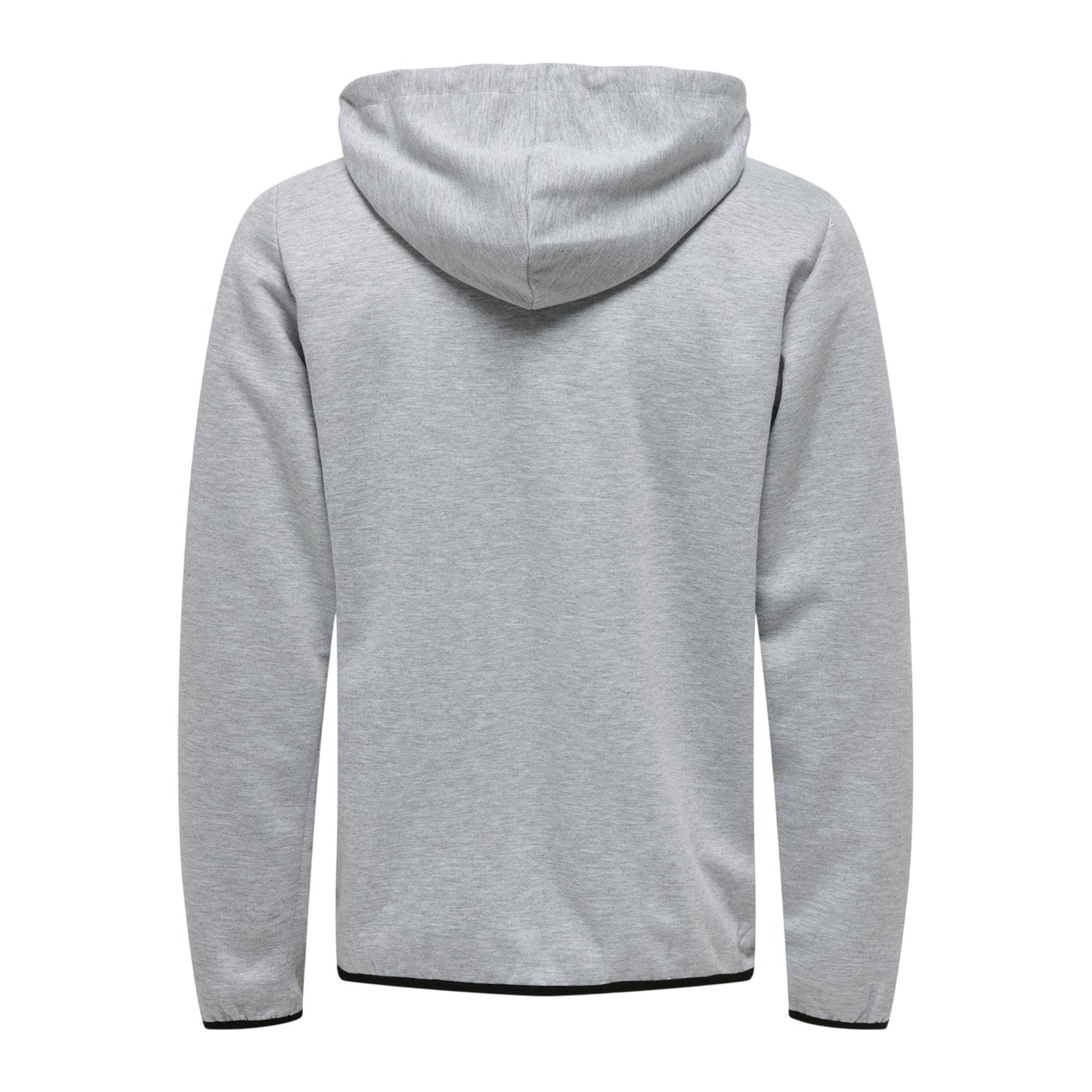 Light Grey Melange - Back - Only Mens Contrast Piping Hooded Regular Sweat Jacket