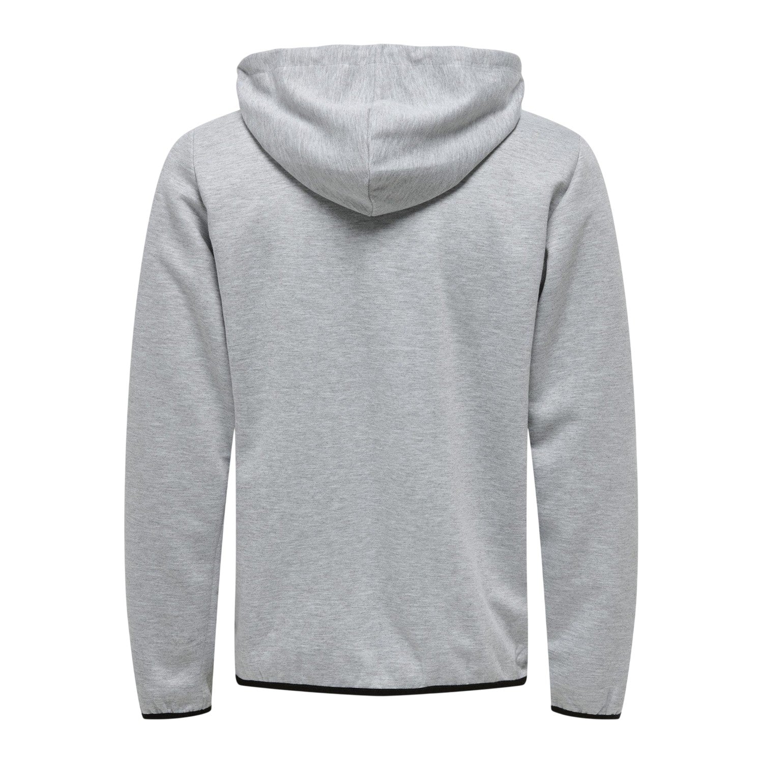 Light Grey Melange - Back - Only Mens Contrast Piping Hooded Regular Sweat Jacket