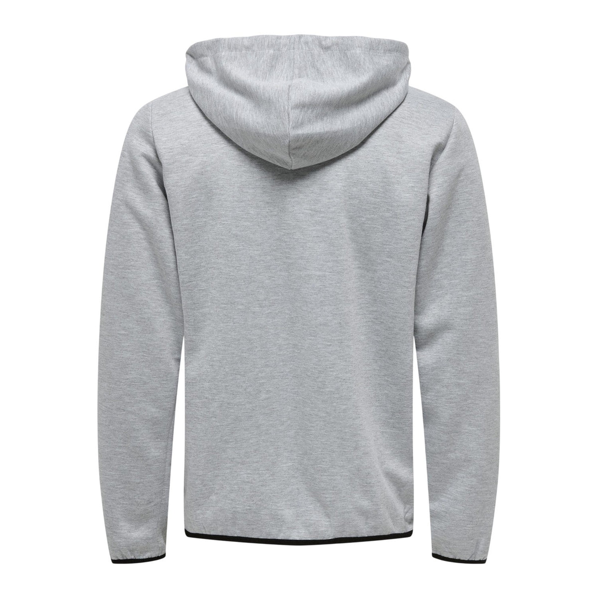 Light Grey Melange - Back - Only Mens Contrast Piping Hooded Regular Sweat Jacket