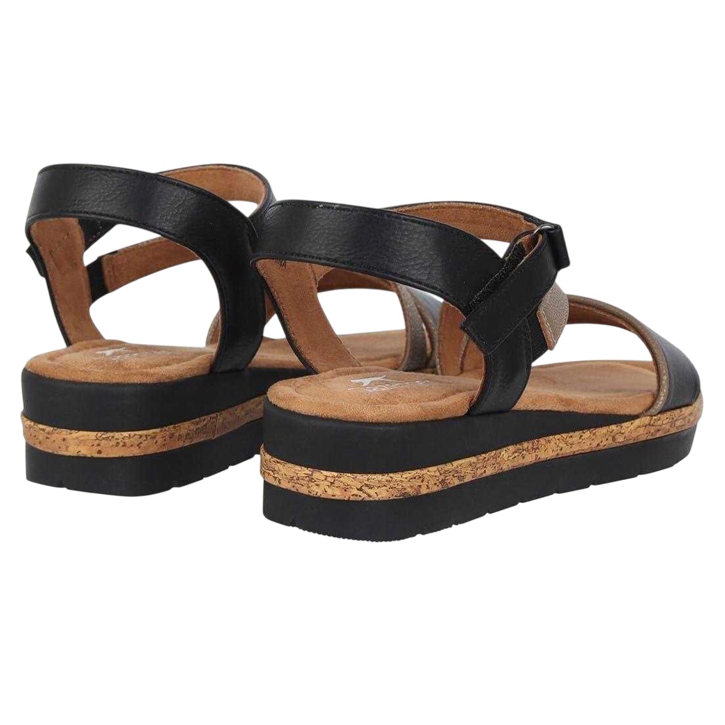 Black-Gold - Back - Slazenger Womens-Ladies Platform Sandals