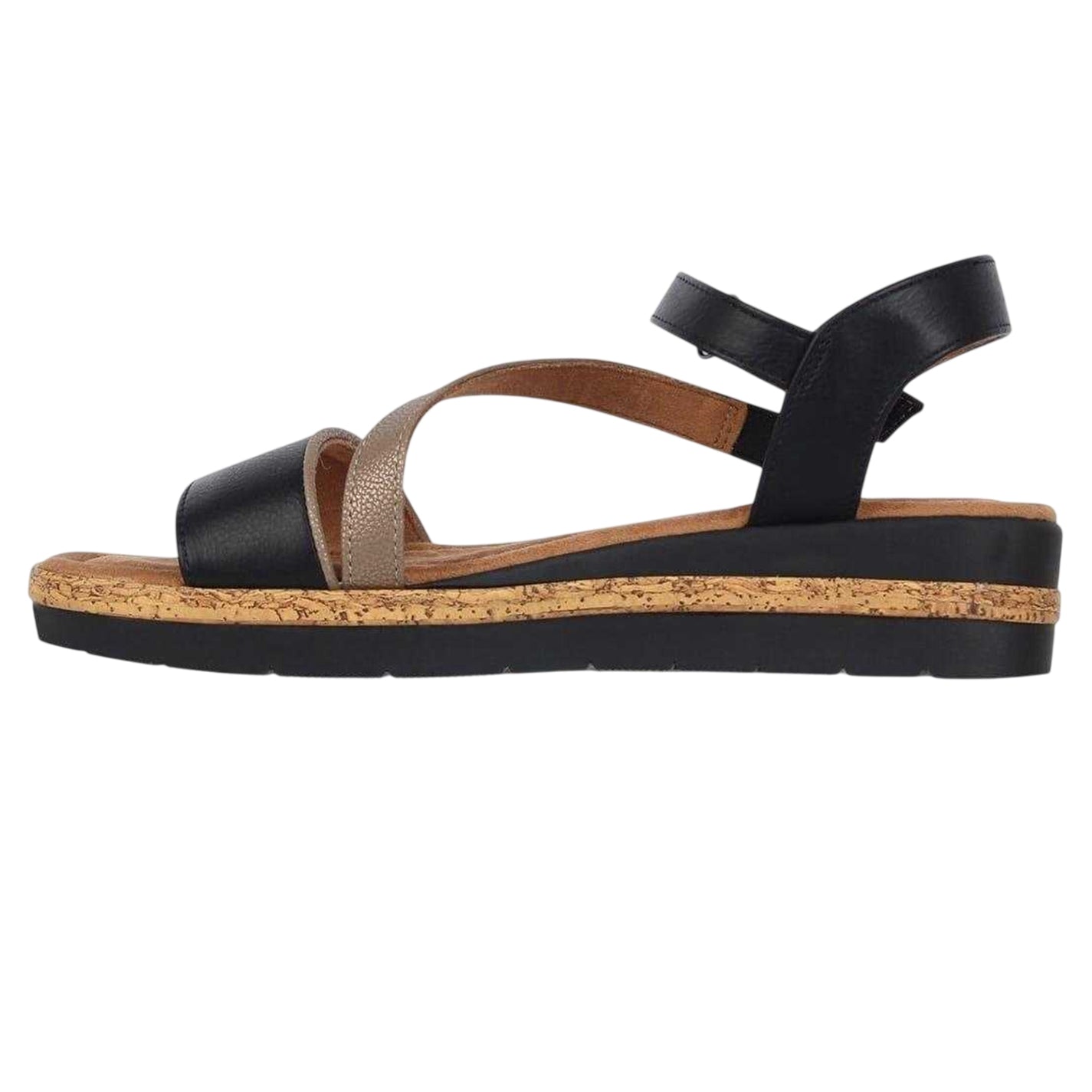 Black-Gold - Side - Slazenger Womens-Ladies Platform Sandals