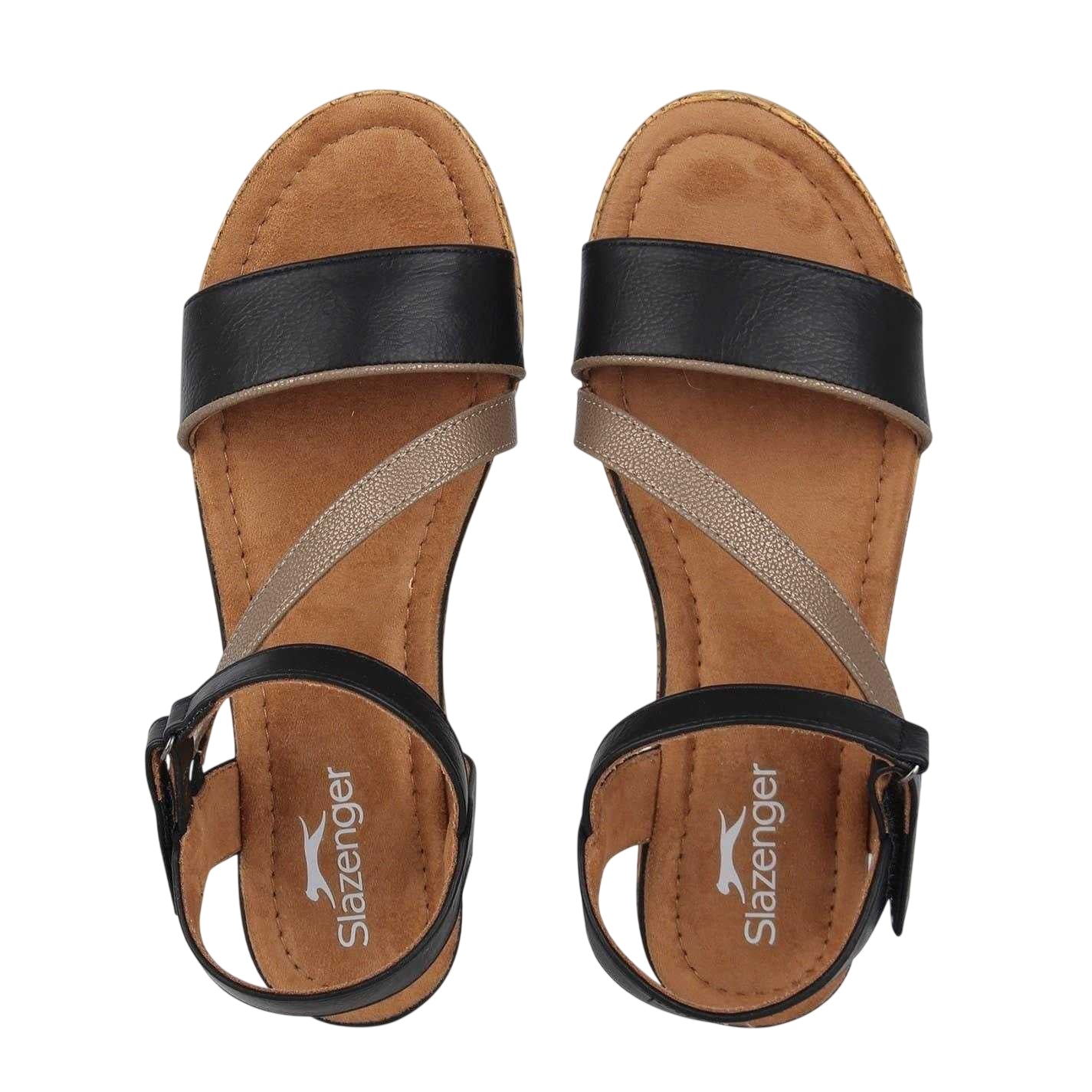 Black-Gold - Lifestyle - Slazenger Womens-Ladies Platform Sandals