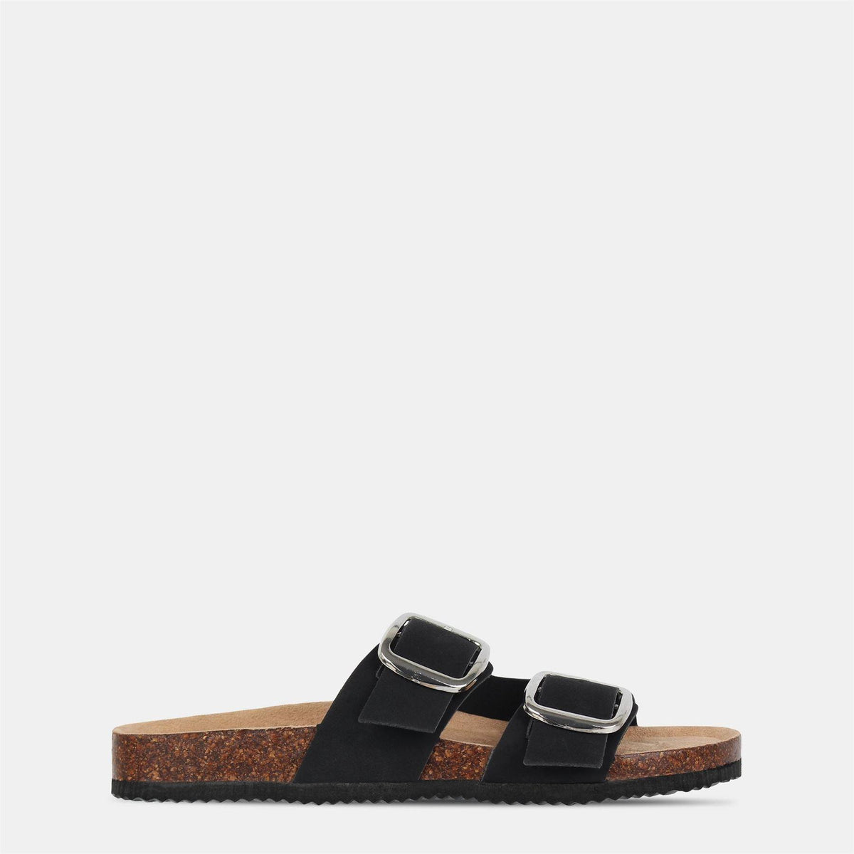 Black - Front - Miso Womens-Ladies Birki Flatform Slides