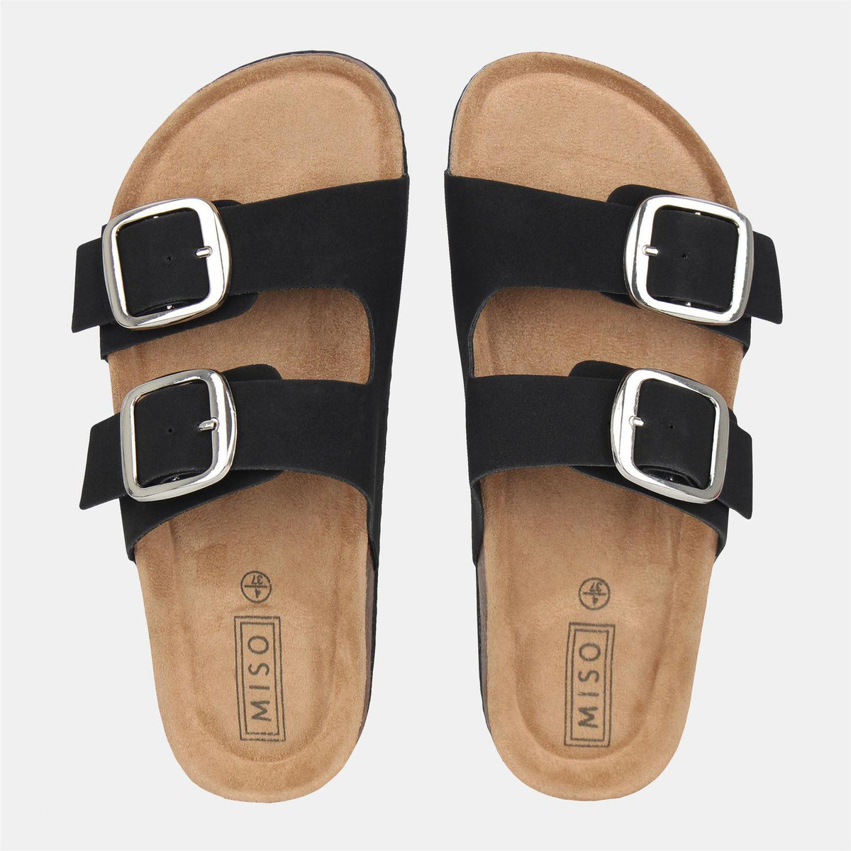 Black - Pack Shot - Miso Womens-Ladies Birki Flatform Slides