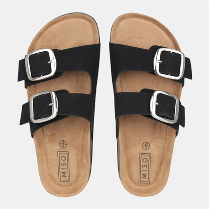 Black - Pack Shot - Miso Womens-Ladies Birki Flatform Slides